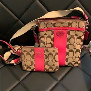 Authentic Coach crossbody and wristlet